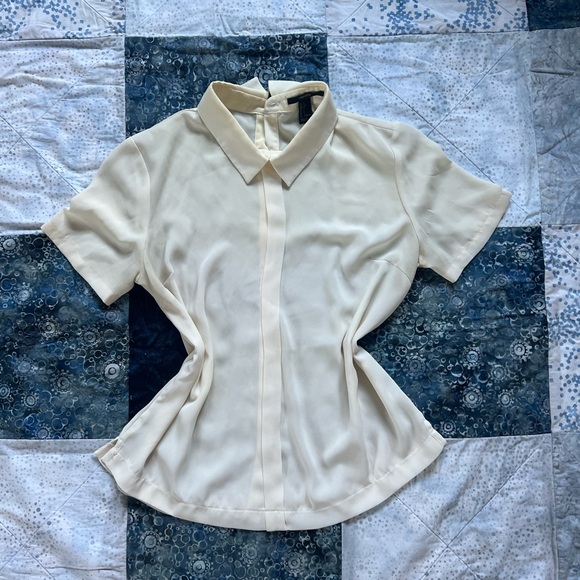 Wednesday Adams Inspired Gothic Collared White Button Up - Picture 2 of 7